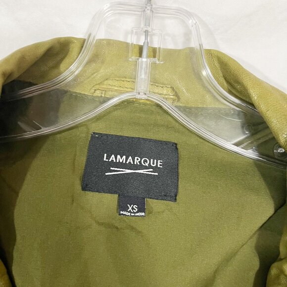 Lamarque Talia Green Distressed Leather Moto Jacket Grunge Boho - Size XS - Picture 4 of 8
